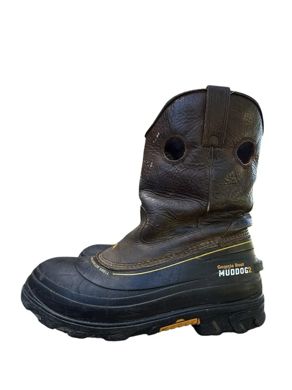Georgia Boot Muddog 2 Men's 12 M Waterproof Pull On Work Wellington Boots Brown